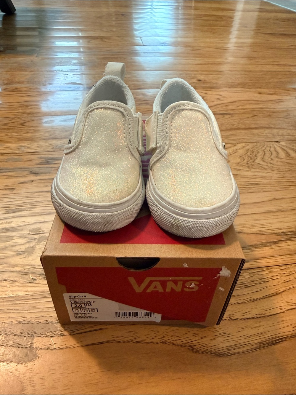 Vans Kids Glitter Slip-On Sneakers - Cream/IRIDESCENT